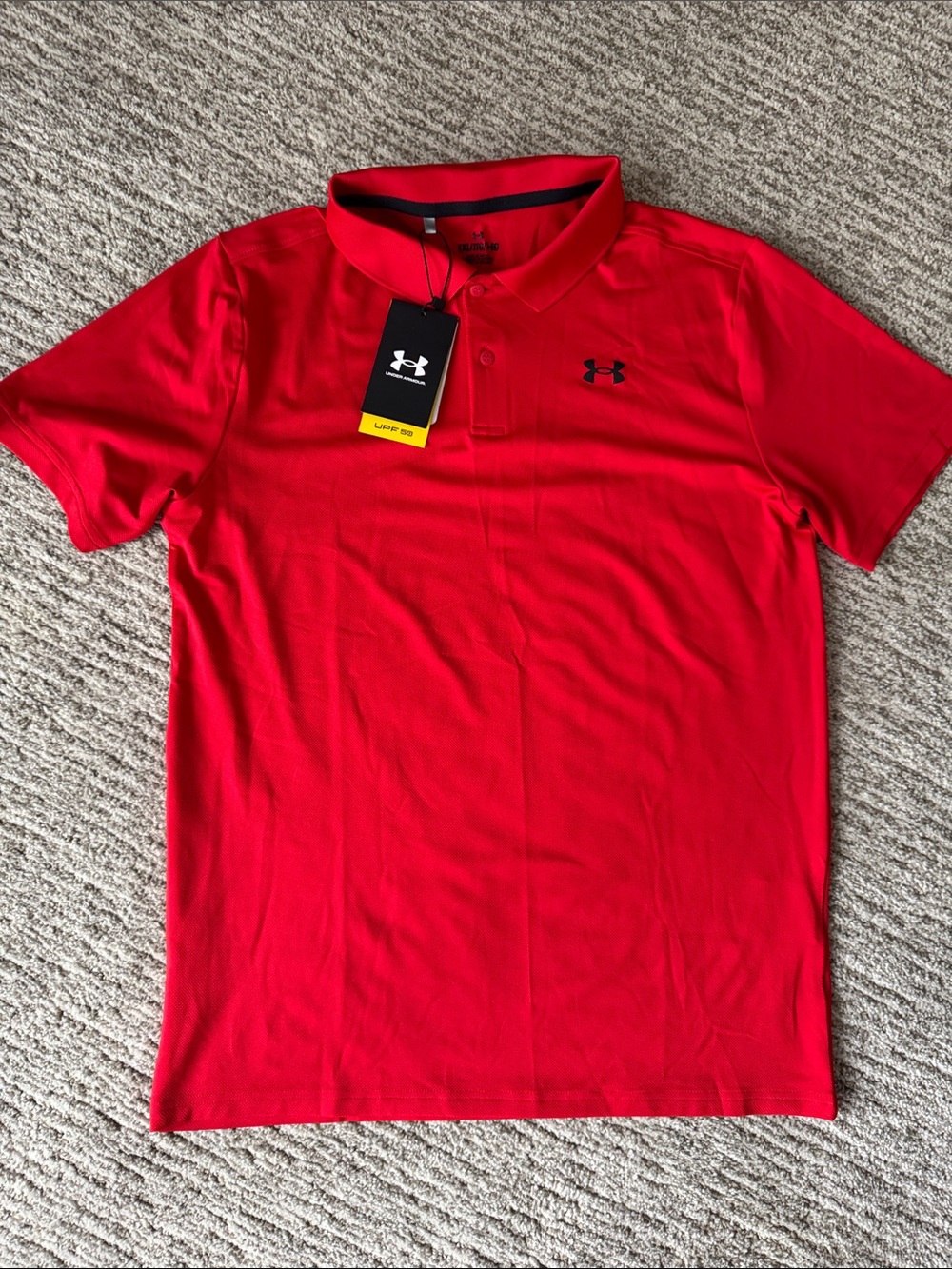 Under Armour Red Performance Polo with Black Logo